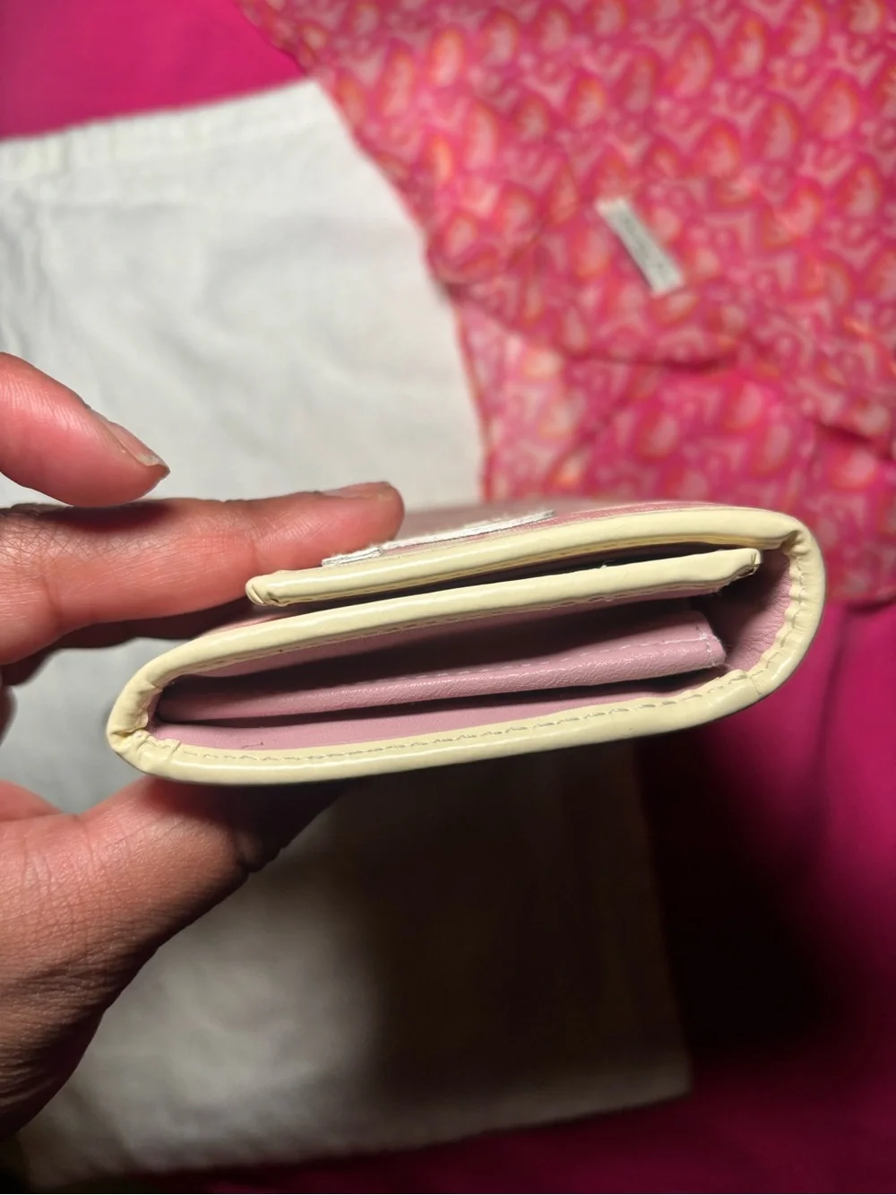 Dior Pink Oblique Trifold Wallet with Cream Trim .vintage Dior scarf